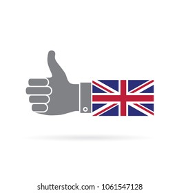 Great Britain country flag thumbs up vector icon