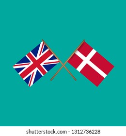 Great Britain and Denmark crossed flags.international business concept. Language learning