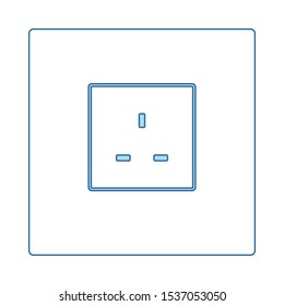 Great Britain Electrical Socket Icon. Thin Line With Blue Fill Design. Vector Illustration.
