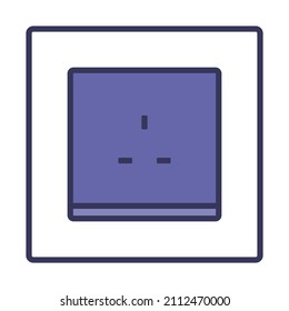 Icono de zócalo eléctrico de Gran Bretaña. Contorno de negrita editable con diseño de relleno de color. Ilustración vectorial.