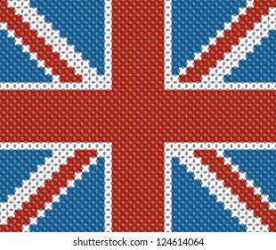 Great Britain flag background made with embroidery cross-stitch.