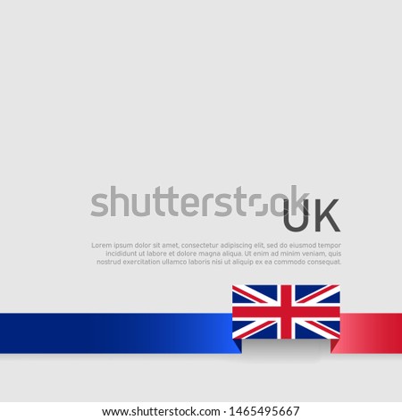 Great Britain flag background. Ribbon colors of the flag of great britain on white background. National poster of the united kingdom. Vector flat design. United Kingdom state patriotic banner, cover