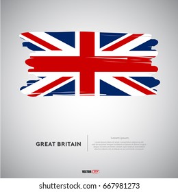 Great Britain flag with  brush stroke background vector