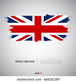 Great Britain flag with  brush stroke background