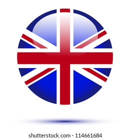 Great britain flag button isolated on white