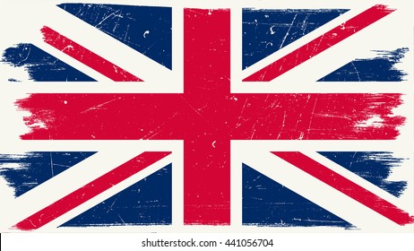 Great Britain flag with grunge texture. Vector British flag.