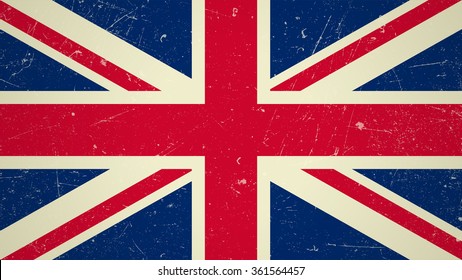 Great Britain flag with grunge texture.Vector British flag.