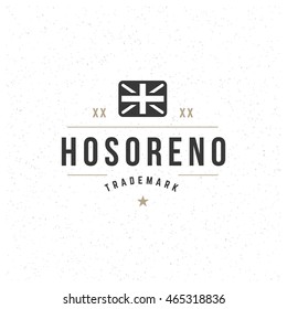 Great Britain Flag Hand Drawn Design Element in Vintage Style for Logo or Label Retro vector illustration Flag Silhouette.