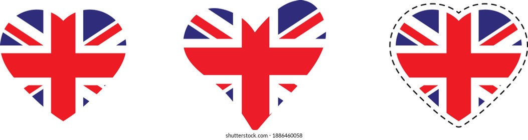 Great Britain flag. Heart with flag of Great Britain . Love Great Britain 
 emblem.