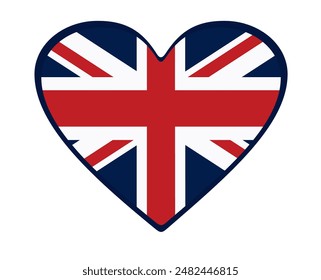 Great Britain flag heart shaped. vector