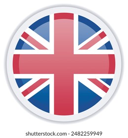 Great Britain flag icon. Circle icon with highlight overlay isolated on white background. Vector illustration, EPS10