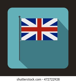 Great Britain flag icon in flat style on a baby blue background