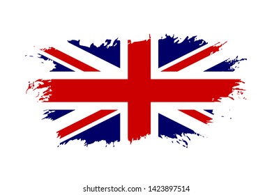 Great Britain flag. Jack UK grunge flag isolated white background. English United Kingdom design. British national symbol England country, patriotism. Graphic sketch brush stroke Vector illustration