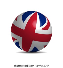 Great Britain flag on a 3d ball vector illustration