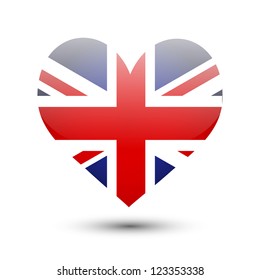 Great Britain flag on heart shape