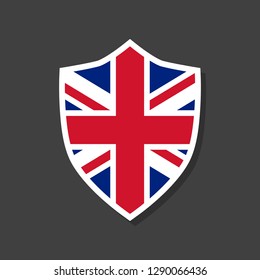 great britain flag, shield vector icon of united kingdom