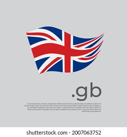 Great Britain flag. Stripes colors of the UK flag on a white background. Vector design national poster with gb domain, place for text. Brush strokes. State patriotic banner of united kingdom, cover