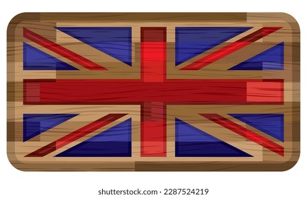 Great Britain Flag With Wooden Texture Vector Illustration. Union Jack Flag. UK, British National Symbol
