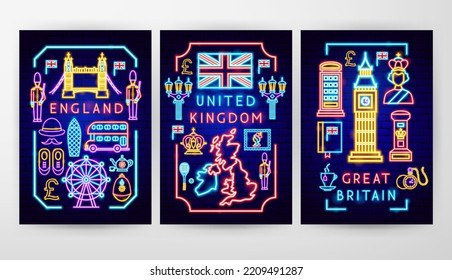 Great Britain Flyer Concepts. Vector Illustration of National Promotion.