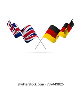 Great Britain and Germany flags. Crossed flags. Vector illustration.