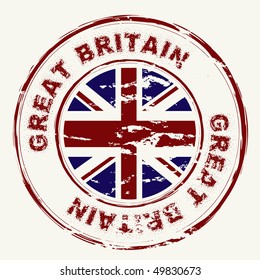 Great Britain grunge ink rubber stamp with union flag