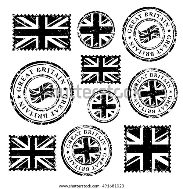 Great Britain Grunge Postal Stamps Postmarks Stock Vector Royalty Free 491681023 Shutterstock 