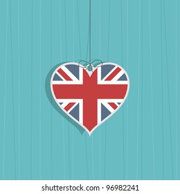 great britain heart hanging decoration on blue background svg