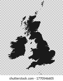 Gran Bretaña - Mapa vectorial detallado alto sobre fondo transparente