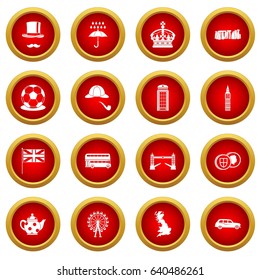 Great Britain icon red circle set isolated on white background