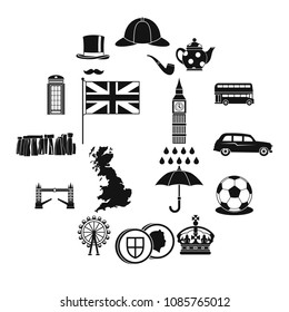 Great Britain icons set in simple style. London set collection vector illustration