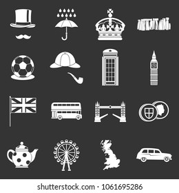 Great Britain icons set vector white isolated on grey background 