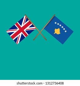 Great Britain and Kosovo crossed flags.international business concept. Language learning