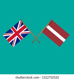 Great Britain and Latvia crossed flags.international business concept. Language learning