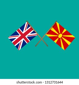 Great Britain and Macedonia crossed flags.international business concept. Language learning