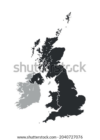 Great Britain map background with countries. England, Scotland, Ireland, Wales map isolated on white background. Vector illustration