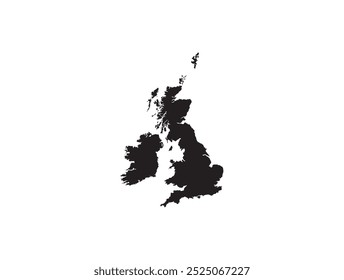 The Great Britain map in black on a white background, United Kingdom