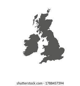 The Great Britain map in gray on a white background