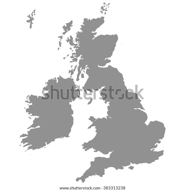 Great Britain Map Gray On White Stock Vector (Royalty Free) 383313238