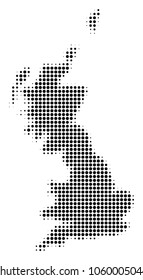Great Britain Map halftone vector icon. Illustration style is dotted iconic Great Britain Map icon symbol on a white background. Halftone pattern is circle items.