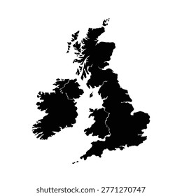 great britain map silhouette on white background