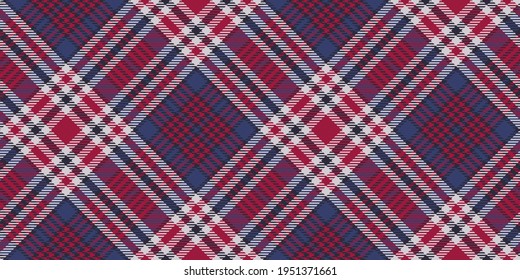 Great Britain national flag colors tartan patern, blue red white checkered stripes, repeatable diagonal fabric texture for gingham, plaid, tablecloths, shirts, clothes, dresses, bedding, blankets