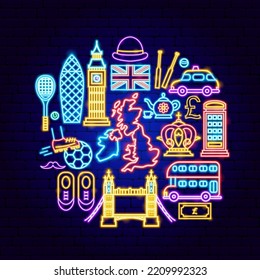 Great Britain Neon Concept. Vector Illustration of National Promotion.