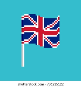 Great Britain Pixel flag. Pixelated banner British. political bit icon. Vector illustration