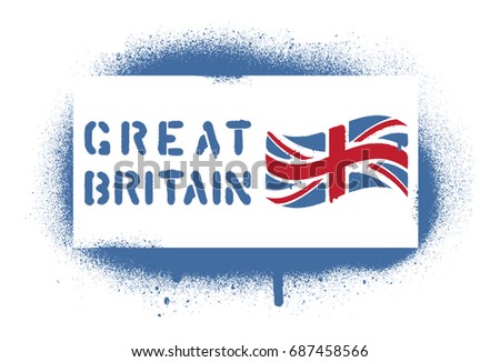 ''Great Britain'' quote and British flag (Union jack). Spray graffiti layer stencil.