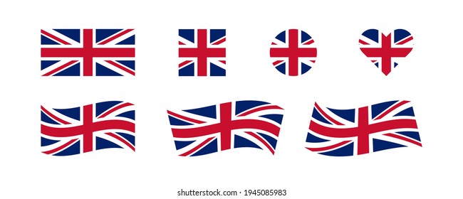 Great Britain set flag. United Kingdom isolated flat icon. Vector illustration