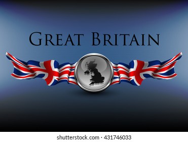 Great Britain sign with flags on a blue background, EPS10