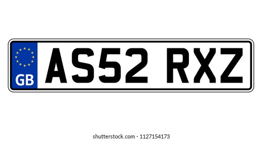 Great Britain, United Kingdom Car Plate. Vehicle Registration Number