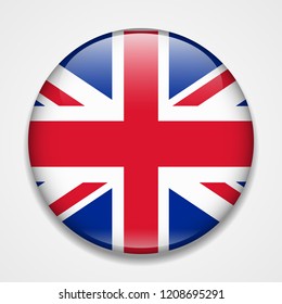 Great Britain, United Kingdom, England flag. Round glossy badge