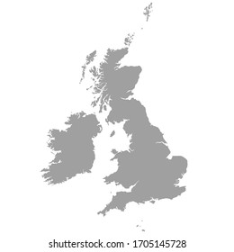 Great Britain vector map in gray on a white background