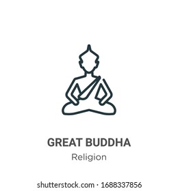 Great buddha outline vector icon. Thin line black great buddha icon, flat vector simple element illustration from editable religion concept isolated stroke on white background